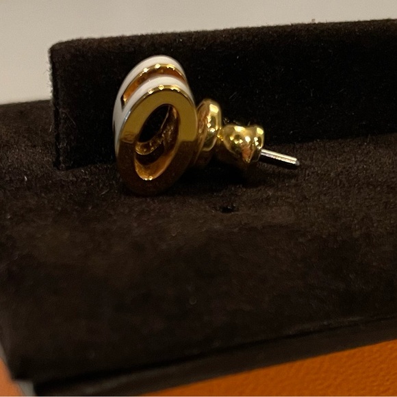 HERMES Mini H Pop Earrings (Blanc / Yellow Gold Plated) - Excellent Condition - Picture 4 of 6